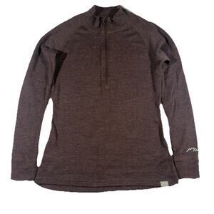 Merino Tech Wool 1/4 Zip Long Sleeve Pullover Top Merino 250 Burgundy Women’s M